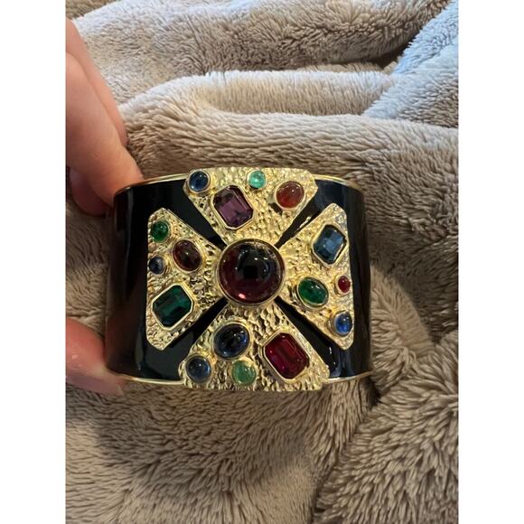 CINER ENAMELED AND JEWELED Maltese Cross Bracelet - Picture 3 of 4